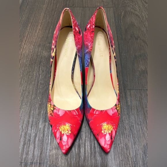 Nine West Martina Floral Print Pointed Toe Pumps – Size 8M - Picture 2 of 9